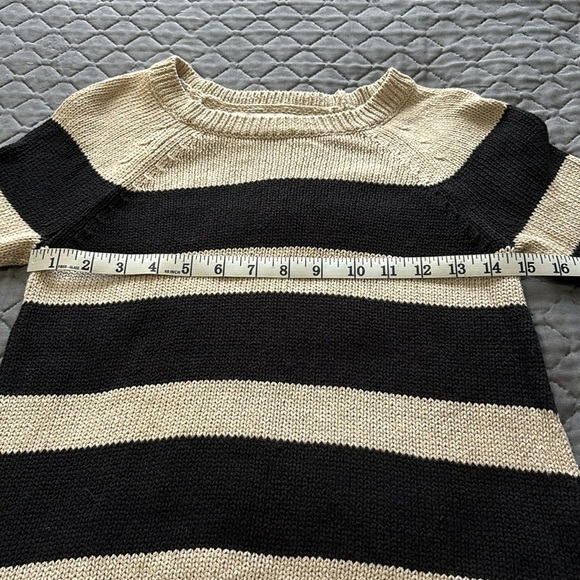 LOFT beige knitted sweater with navy blue in thick stripes size SP - Picture 8 of 8
